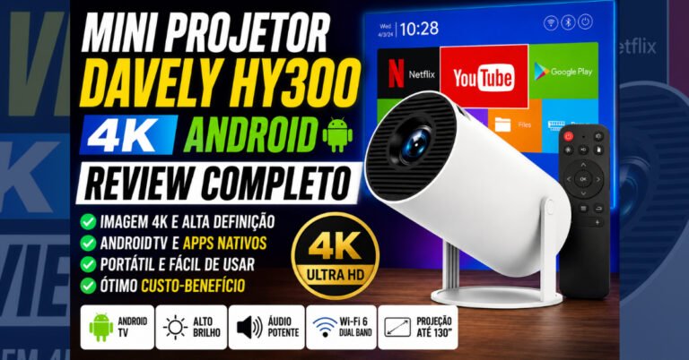 Mini Projetor Davely HY300 4K Android: Review Completo