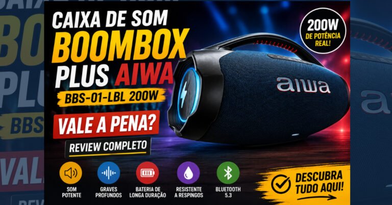 Caixa de Som Boombox Plus AIWA BBS-01-LBL 200W: Vale a Pena? Review Completo